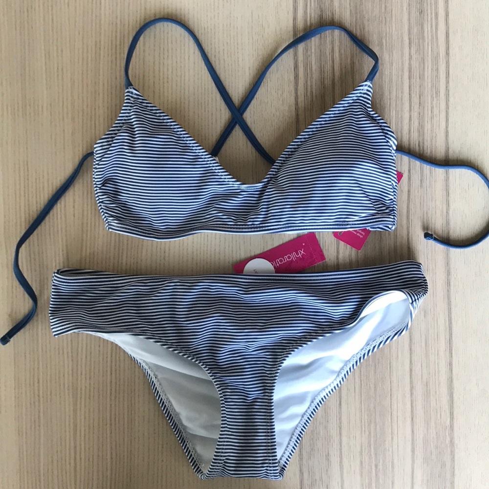 Blue and White Striped Bikini Target NWT